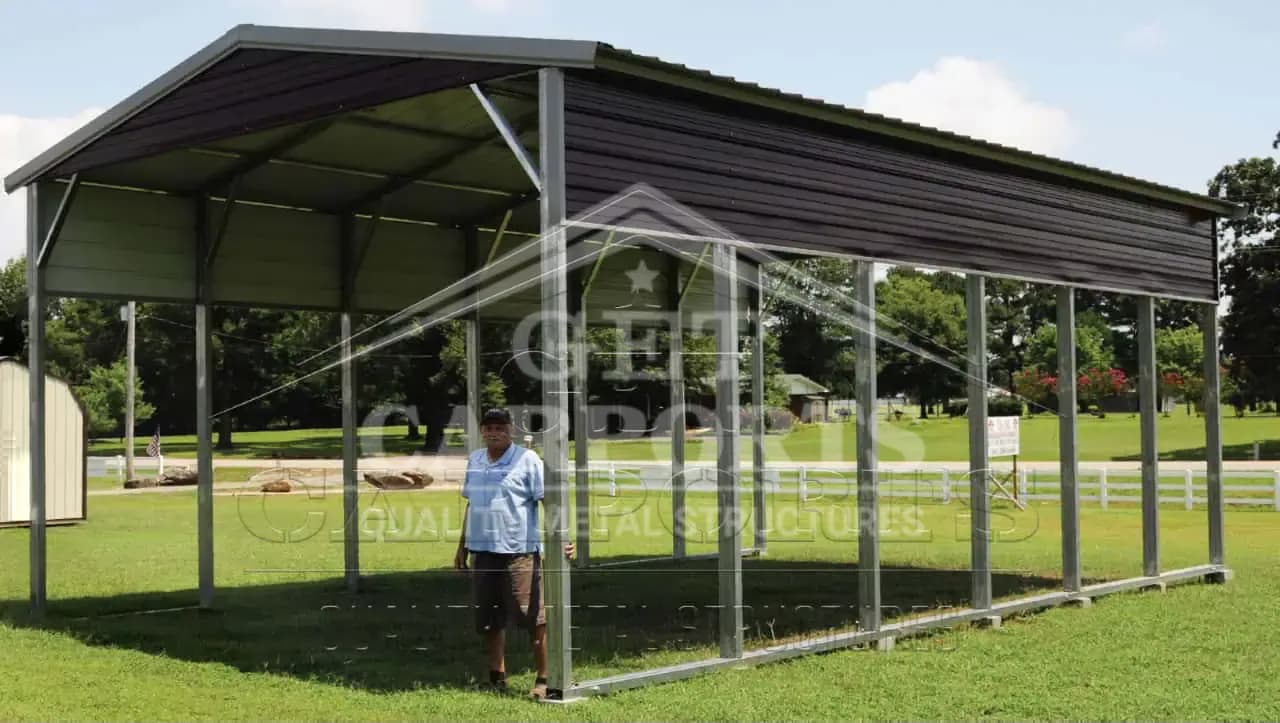 18x30x13 Metal RV Carport — 18'W x 30'L metal building from Get Carports