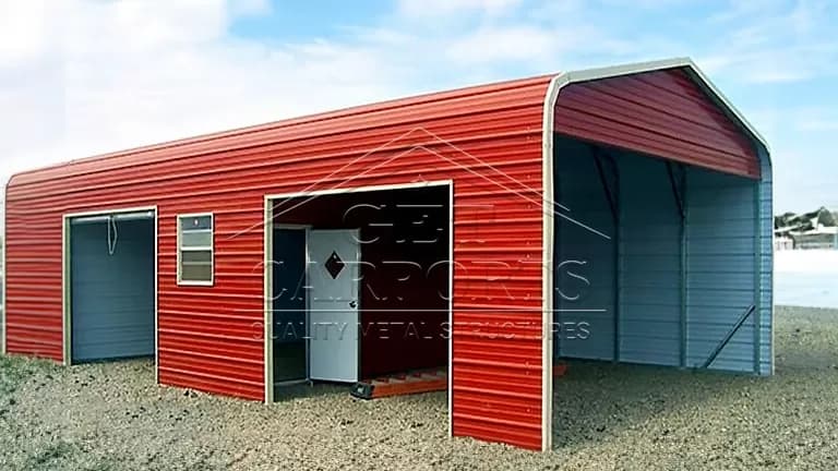 18x36x10 Regular Style Combo Carport — 18'W x 36'L metal building from Get Carports