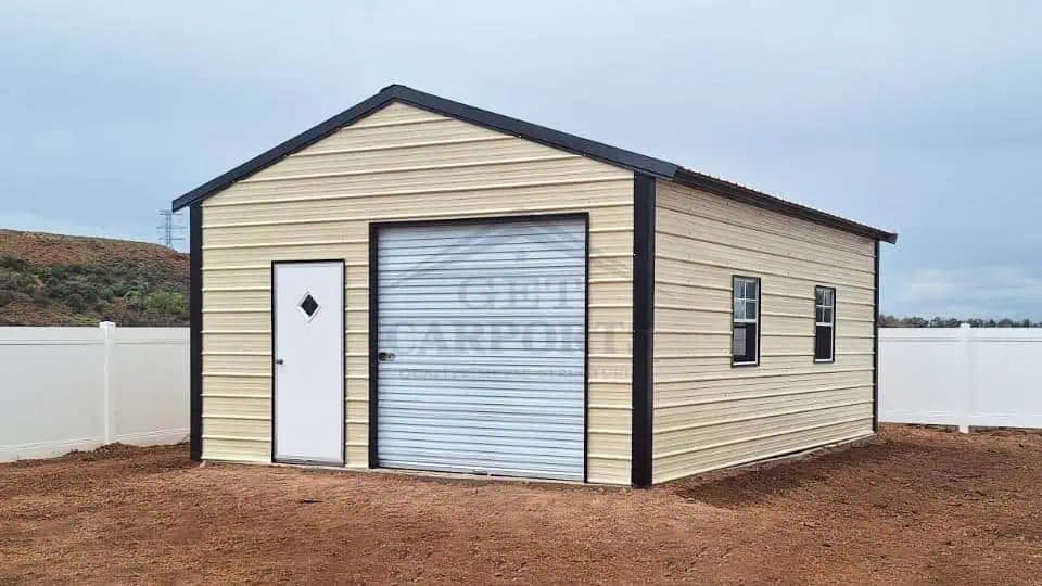 20x20x10 Vertical Roof Garage — 20'W x 20'L metal building from Get Carports