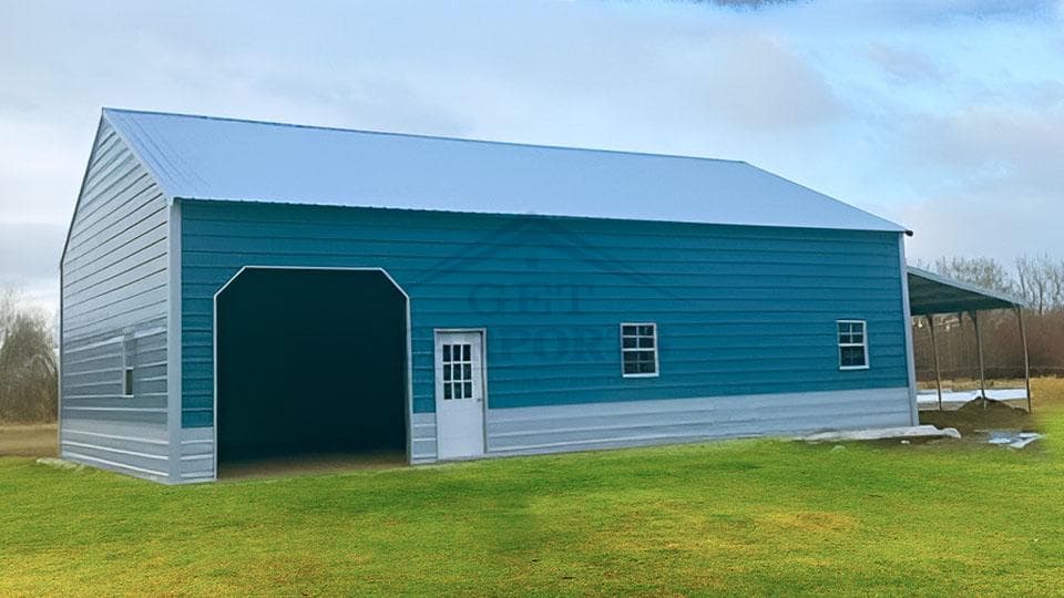 24x35x11 Metal Garage — 24'W x 35'L metal building from Get Carports