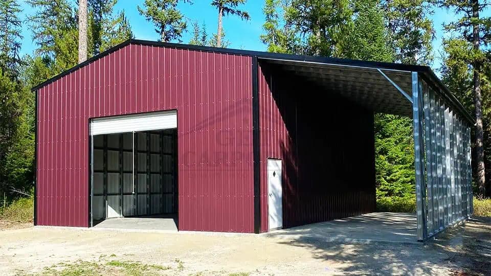 24x35x17 Garage with 12x35x14 Lean-to — 24'W x 35'L metal building from Get Carports