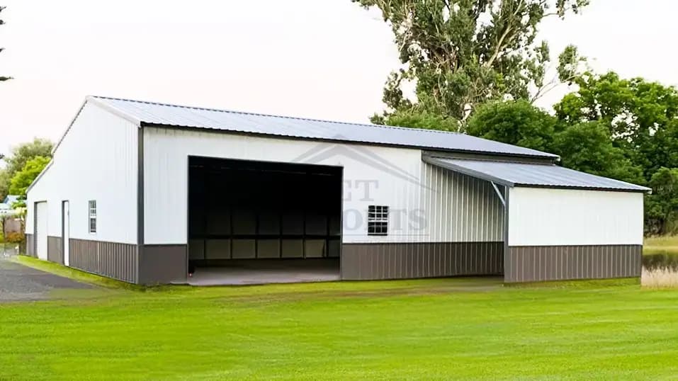 24x45x12 Vertical Garage With Lean-To — 24'W x 45'L metal building from Get Carports