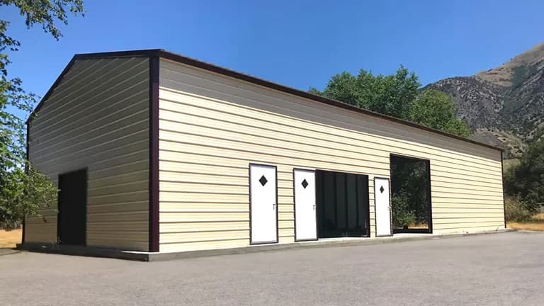 28x60x12 Vertical Roof Garage — 28'W x 60'L metal building from Get Carports