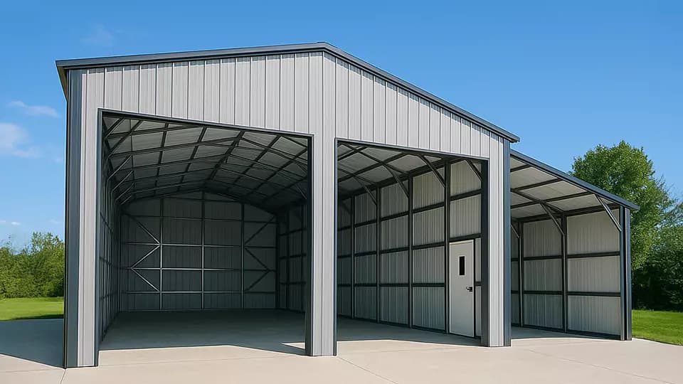 34x40x16 Commercial Building with Lean-To — 34'W x 40'L metal building from Get Carports