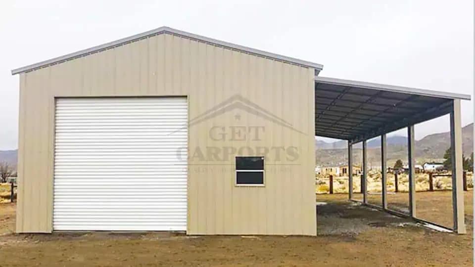 34x65x12 Garage with 12x65x12 Lean-To — 42'W x 35'L metal building from Get Carports