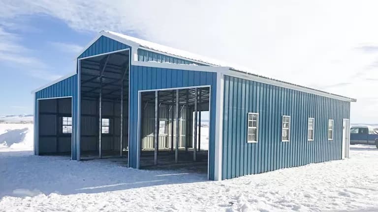 36x35x15 Raised Center Barn — 36'W x 35'L metal building from Get Carports