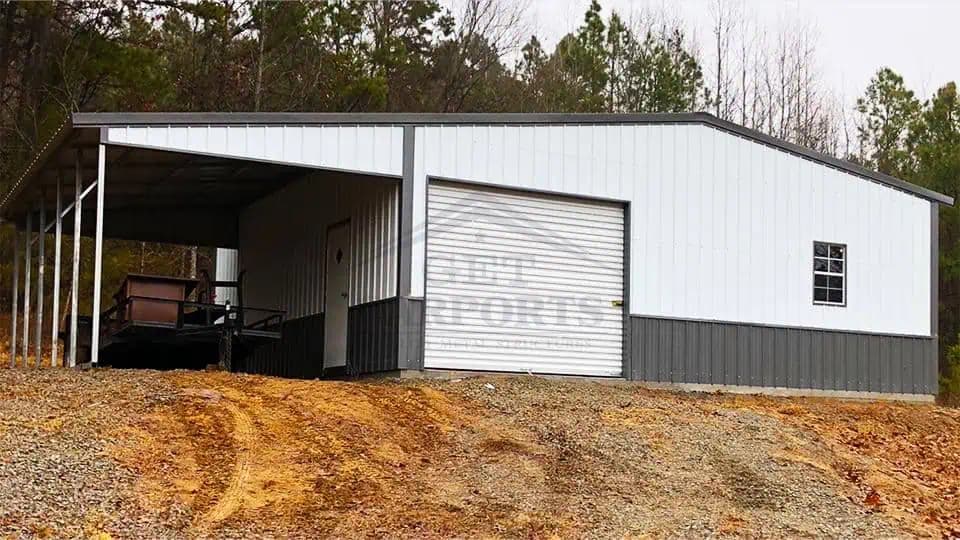 42x35x10 Garage With 12x35x10 Lean-To — 42'W x 35'L metal building from Get Carports