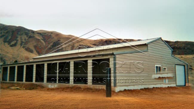 36x100x12 A-Frame Vertical Roof Horse Stall — 36'W x 100'L metal building from Get Carports
