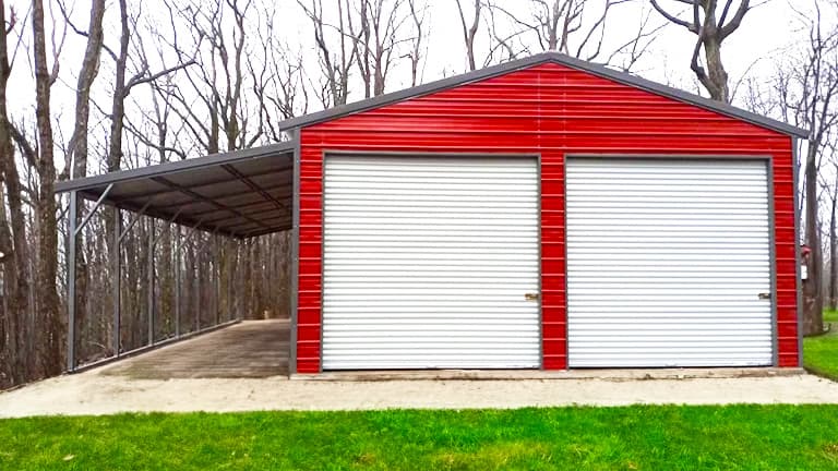 22x35x9 A-Frame Vertical Roof Garage with Lean-To — 22'W x 35'L metal building from Get Carports